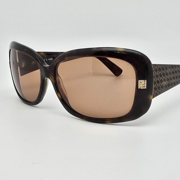 Fendi FS419 214 Tortoise Gold Monogram Frame Brown Lens Sunglasses Italy 58mm main image 12